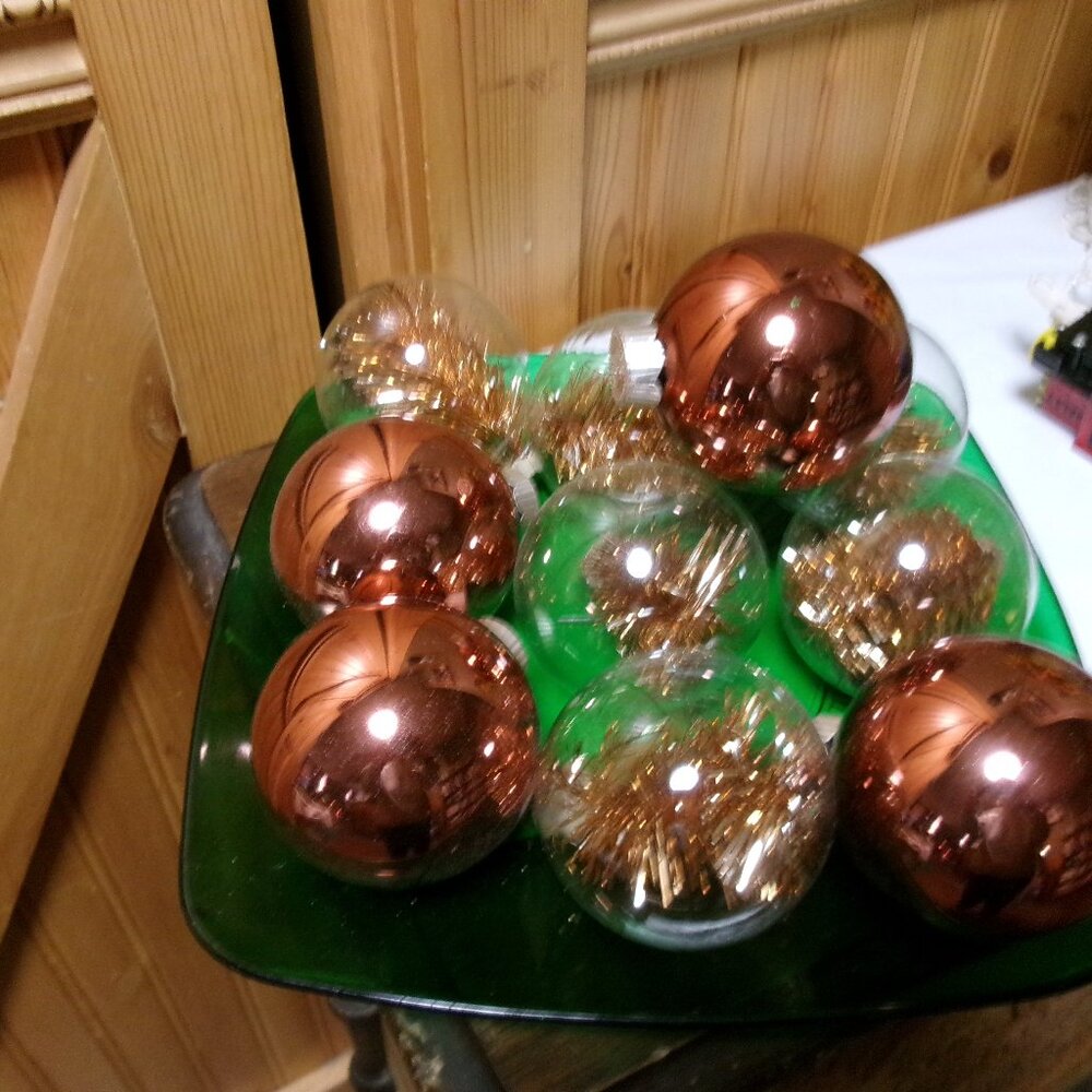 vtg 9 martha Stewart vtg glass ornament tinsel and copper glam martha way